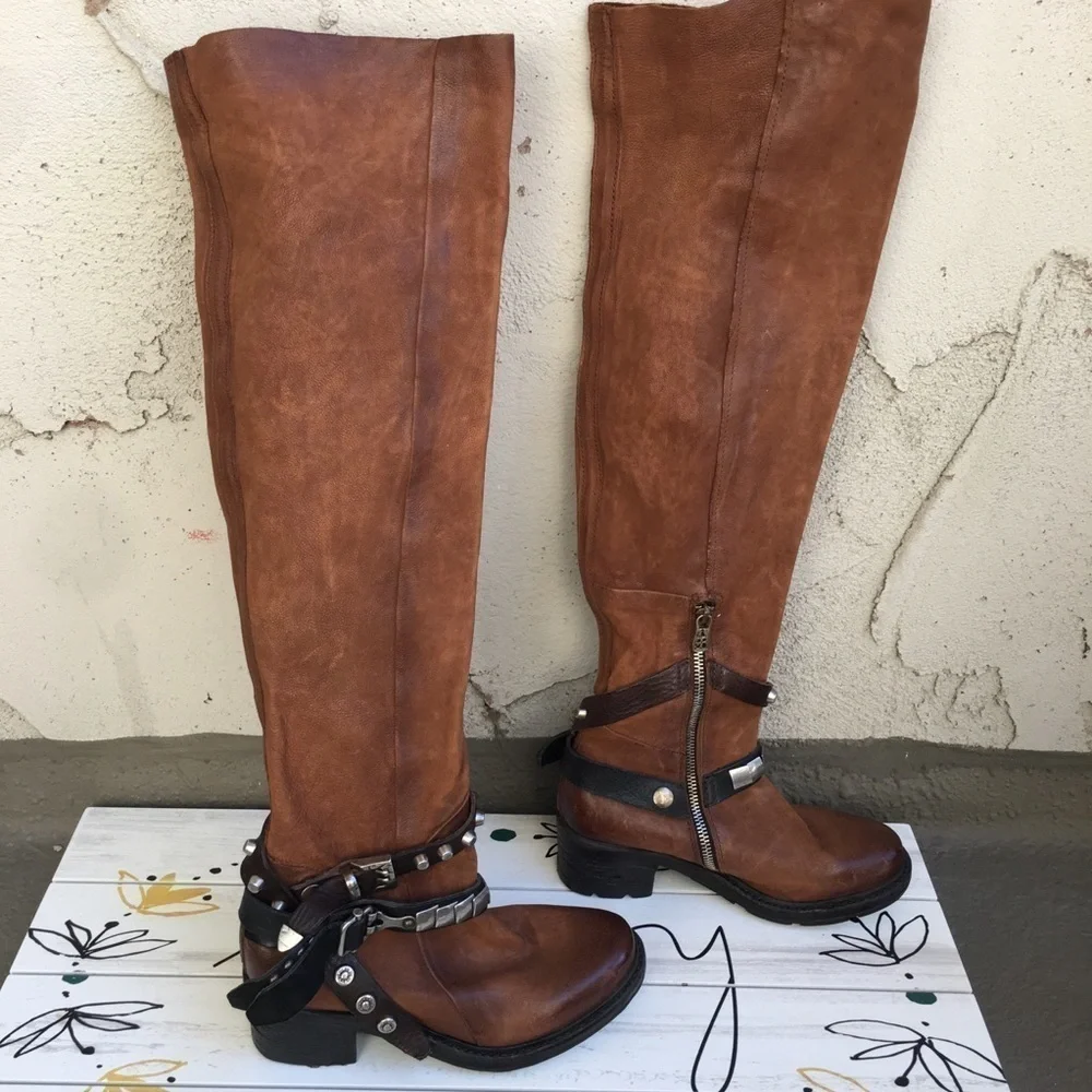 Free People x A.S.98 over the knee Boots in brown size 6